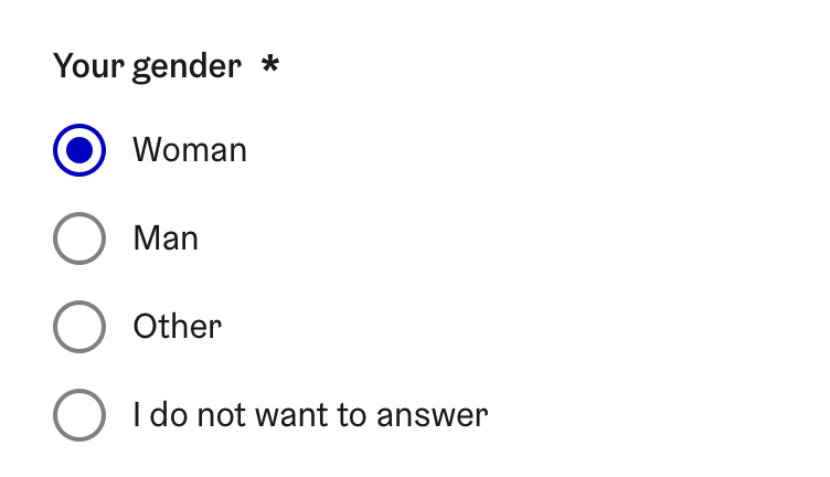 An example of asking the user's gender