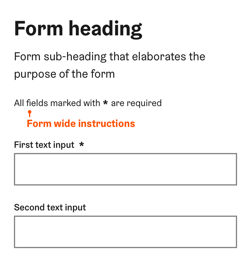 Form-wide instructions with required fields
