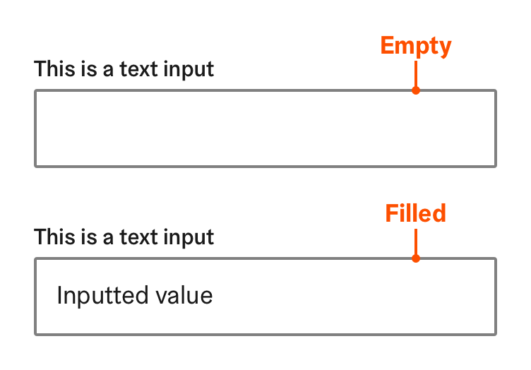 Empty and filled text fields